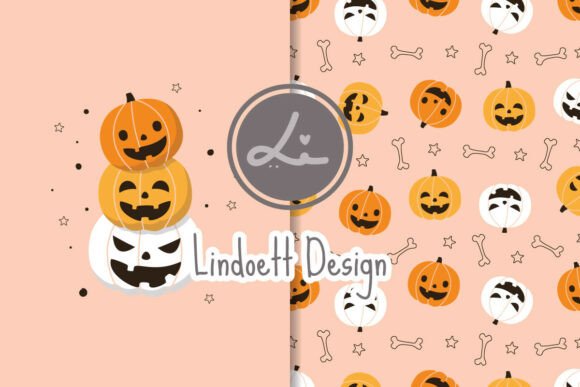 Download Seamless Pattern with Smiling Pumpkins - Premium Resources