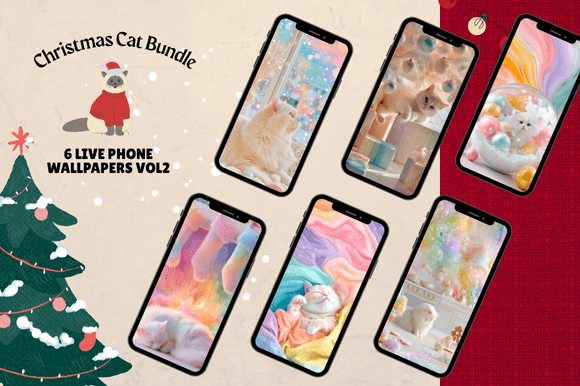 Download Christmas Cat Live Wallpaper Bundle V.2 - Premium Resources